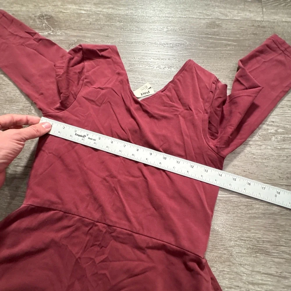 Pact Dress Womens Small Red Fit And Flare Organic Cotton Stretch V Neck Lounge - Picture 6 of 10
